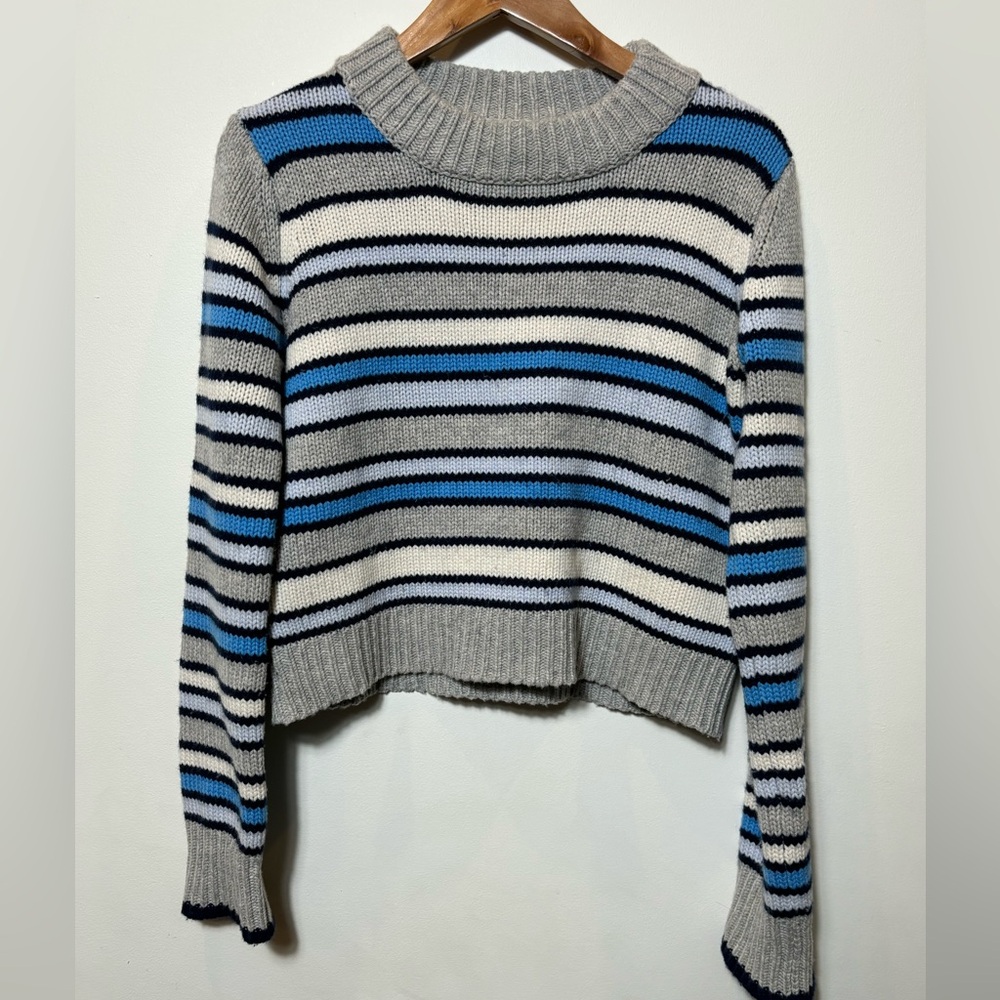 La Ligne Striped Crew Neck Cropped Sweater Size Small | Wool & Cashmere Blend